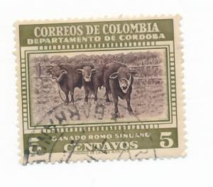 Colombia 1956 Scott 648 used - 5c, Cattle, Cordoba