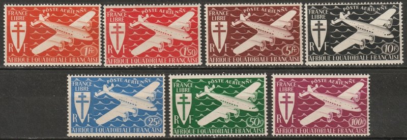 French Equatorial Africa 1941 Sc C17-23 air post set MLH*