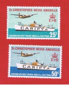 St. Kitts-Nevis #188-189  MNH OG  Free Trade   Free S/H