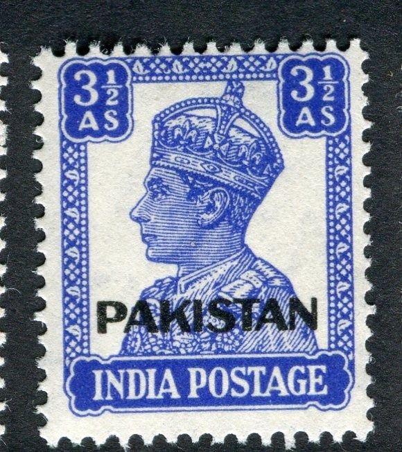 PAKISTAN;  1947 early GVI issue fine MINT MNH unmounted 3.5a. value