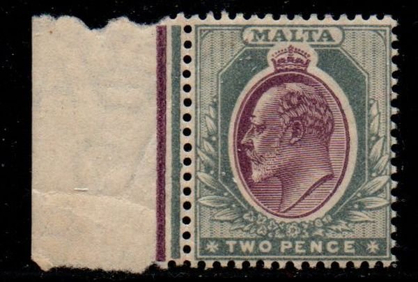 Malta Sc 33 1905 2d gray & red violet Edward VII stamp mint