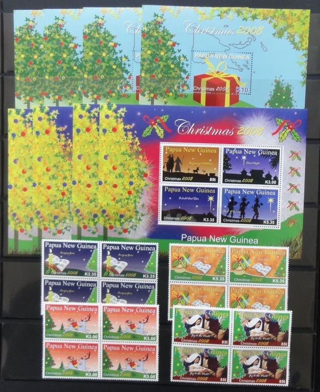 PAPUA PNG 2008 CHRISTMAS SET +2 SHEETS MNH x 4 (PAP 192)