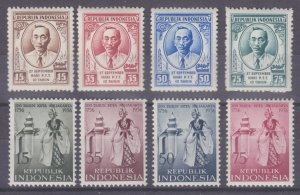 Indonesia Sc 414/435 MNH. 1956 issues, 2 cplt sets F-VF