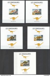 Lx051 Imperf 2014 Togo Dinosaurs Prehistoric Animals !!! Uv Cardboard 5Bl Mnh