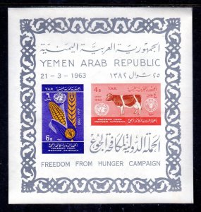 YEMEN #163a 1963 FREEDOM FROM HUNGER MINT VF NH O.G S/S2 IMPERF.