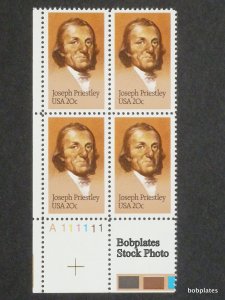 BOBPLATES #2038 Joseph Priestley Plate Block F-VF NH ~ See Details for #s/Pos