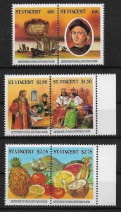 1986 St Vincent #936-8 Discovery of America MNH C/S of 3 pair