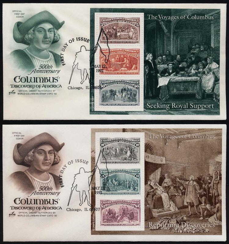 USA 2624-9 on ArtCraft cachet FDC's - Christopher Columbus, Ships, Royalty