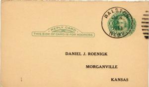 United States Nebraska Ralston 1933 duplex  1909-1966  Postal Card.