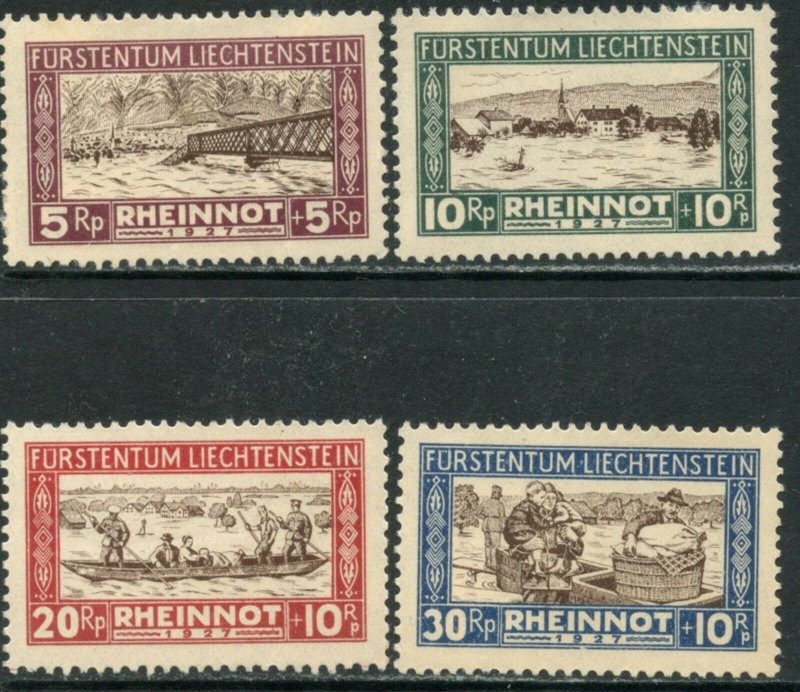 LIECHTENSTEIN Sc#B7-B10 1928 Rhine Flooding Complete Set OG Mint Hinged*