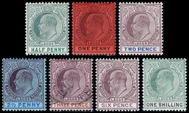 Lagos Scott 50-56 (1904-05) Mint H VF, CV $108.75