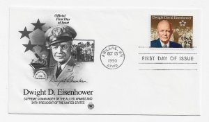 US 2513 25c Eisenhower (34th President) single on FDC PCS Cachet Unadd ECV $7.50