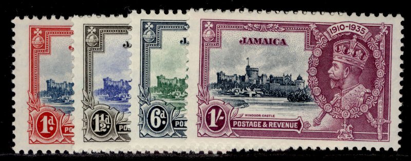 JAMAICA GV SG114-117, SILVER JUBILEE set, 1d scarlet, LH MINT. Cat £21.