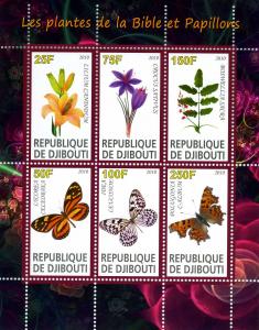 Djibouti 2010 Butterflies & Plants Sheet (6v) Perforated mnh.vf