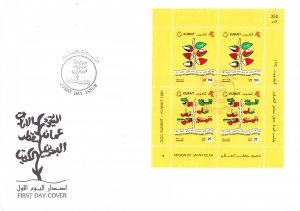 Kuwait 1991 Sheet with Flags Gulf Co-operation large FDC