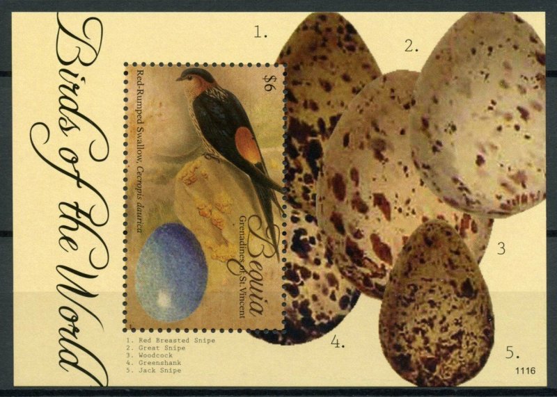 Bequia Grenadines St Vincent Stamps 2011 MNH Birds of World Swallow 1v S/S II