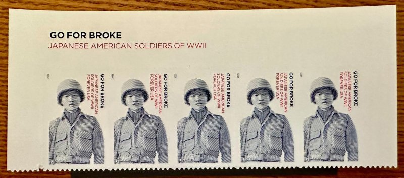 US # 5593 Go For Broke strip oif 5 w/ heading forever 2021 Mint NH
