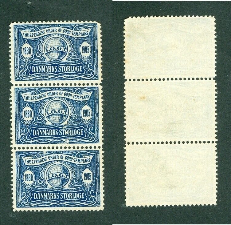Denmark. 1905 Poster Stamp Mng. Row 3 Stamp. IOGT Templars Grandlodge 1880-1905