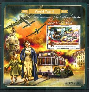 MALDIVES  2015 WW II 70th ANIVERSARY OF THE  BOMBING OF DRESDEN  S/S  MINT NH