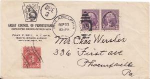 United States Pennsylvania Philadelphia 1935 numeral duplex  3c Washington Do...