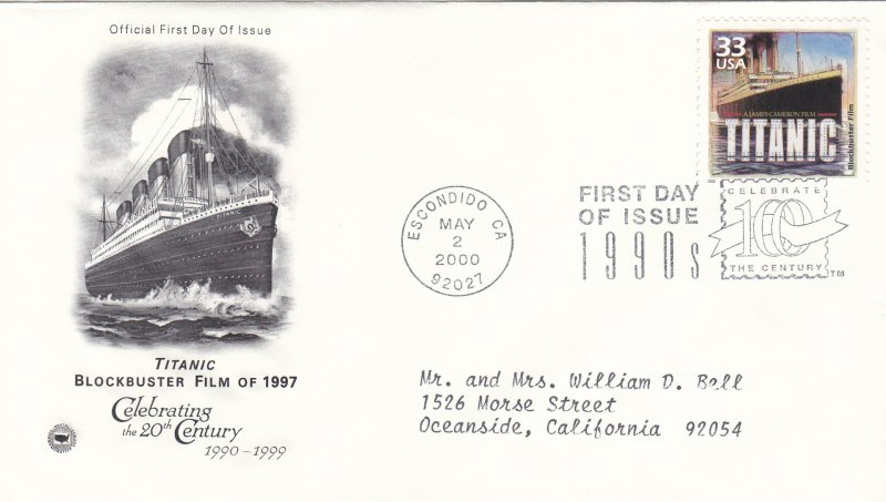 2000, Titanic-Blockbuster Film-1997,  PCS, FDC (E11204)