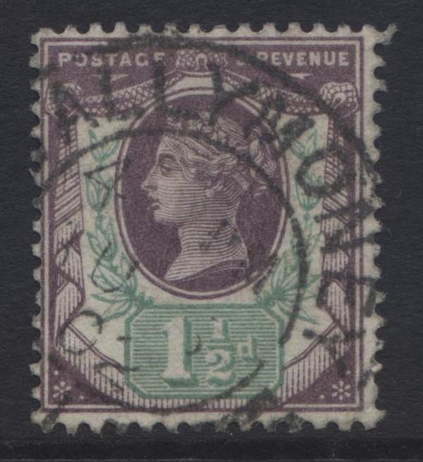 Great Britain - Scott 112 - QV Head -1887- FU - Wmk 30 - Vio & Grn- 1.1/2p Stamp