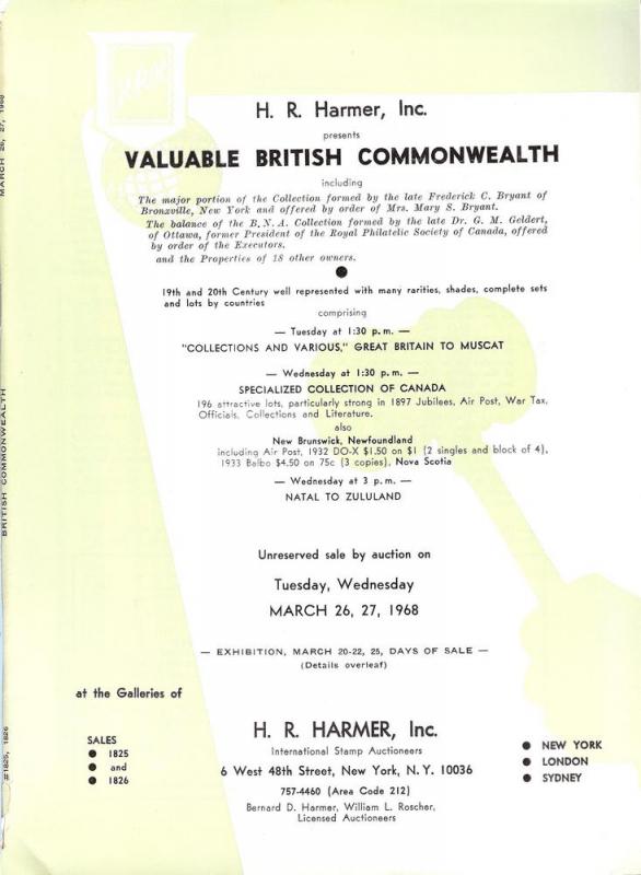 HR Harmer: Sale # 1825-1826  -  Valuable British Commonwe...