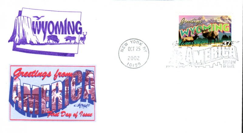 #3745 Greetings From Wyoming Artmaster FDC