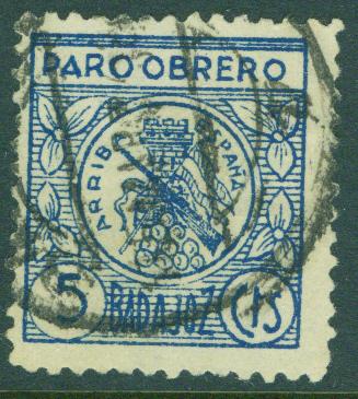 SPAIN Civil War 1937  BADAJOZ Galvez 108a Used