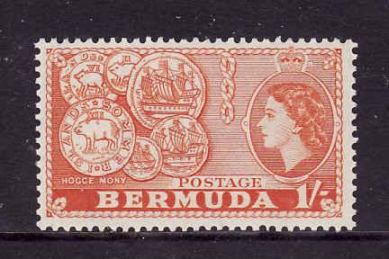 Bermuda-Sc #155-unused NH-1sh orange-QEII-Hog Coins-1953-8-