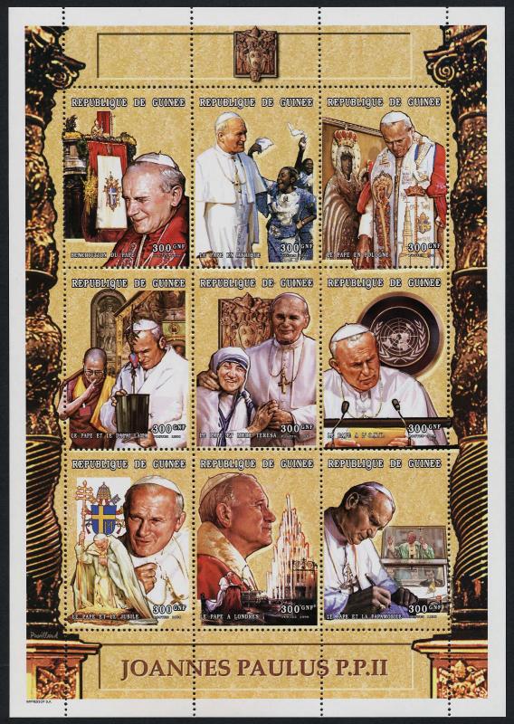 Guinea MI 2097-2105 sheet MNH Pope John Paul II, Mother Teresa, Dalai Lama