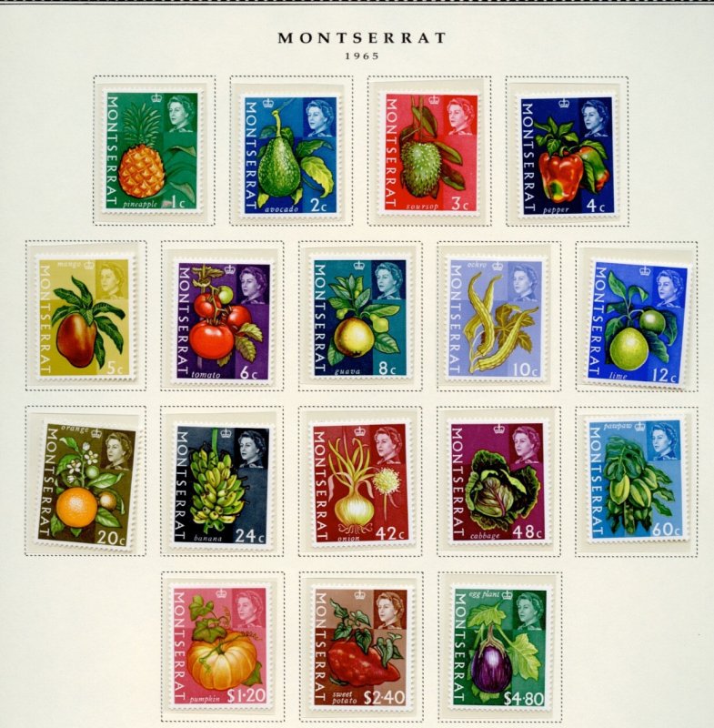 MONTSERRAT 1965 Mint hinged & MNH 17 stamps,  Cat $27