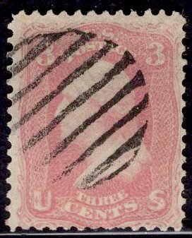 US Stamp #64B 3c Rose Pink Washington USED SCV $150. Beautiful color