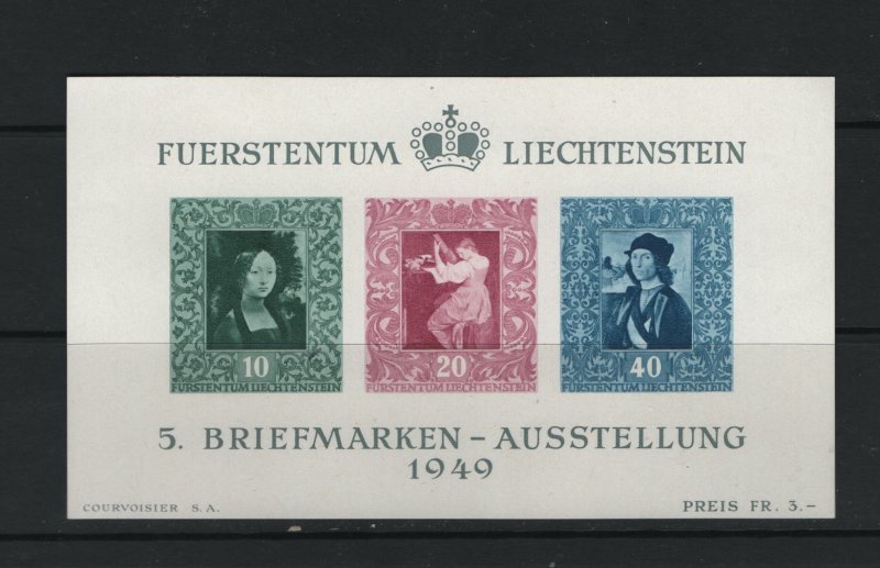 LIECHTENSTEIN 238, Sheet OF 3, MNH, 1949 Portrait Type