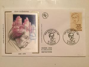 France Colorano silk FDC, 24 mars 1990, Jean Guehenno 35 fougeres 1890-1978
