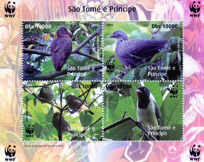 Sao Tome and Principe 2005 WWF/Birds S/S Perforated  MNH Groth# U