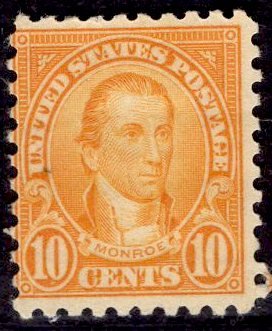 US Stamp #591 10c Monroe Perf 10 MINT Hinged SCV $40.00