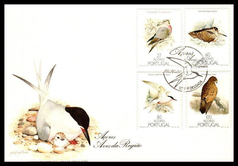 Azores 371-374 Birds U/A FDC