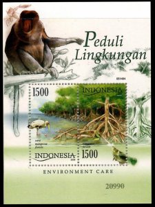 INDONESIA - 2005 ENVIRONMENTAL CARE / BIRDS MONKEY MIN. SHEET - MINT NH