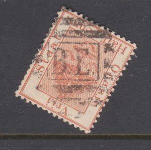 Orange Free State SG 48 used. 1883 ½p chestnut, B.E. in grid cancel, sound, VF