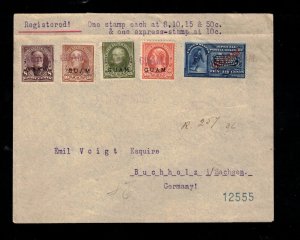 Guam #7 #8 #10 #11 #E1 Very Fine Used On Registered Cover Agappa To Germany