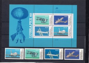 PORTUGAL 1982 AVIATION SET OF 4 STAMPS & S/S MNH