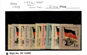 Germany - DDR, Postage Stamp, #456-465 Mint NH, 1959 Flags (AB)