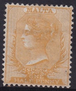 MALTA 1863 QV 1/2D WMK CROWN CC PERF 14