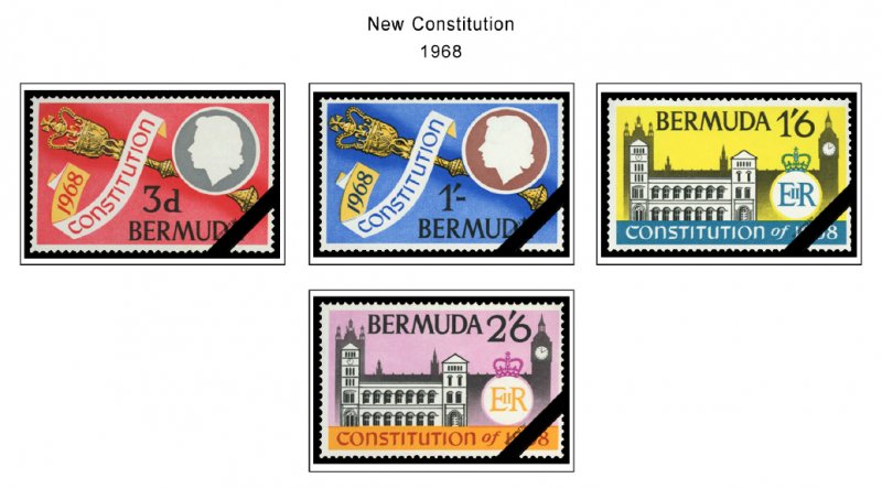 COLOR PRINTED BERMUDA 1865-1999 STAMP ALBUM PAGES (86 illustrated pages)