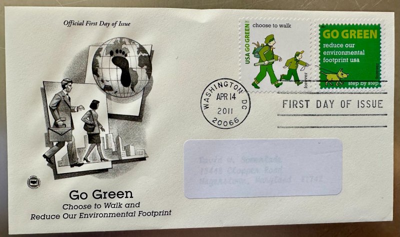 US Go Green set of 4 FDC's PCS 2011