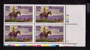 1989 Montana Plate Block of 4 25c Postage Stamps, Sc# 2401, MNH, OG