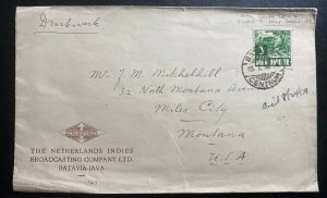 1938 Batavia Netherlands Indies Broadcasting Co Cover To Miles City MT USA