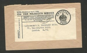 GB-UNITED KINGDOM-LETTER WITH STICKER MAJESTY'S SERVICE OFFICIAL PAID - 1959.