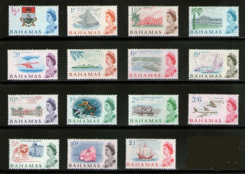 BAHAMAS 1965 QEII SG 247-261 set of 15 MH